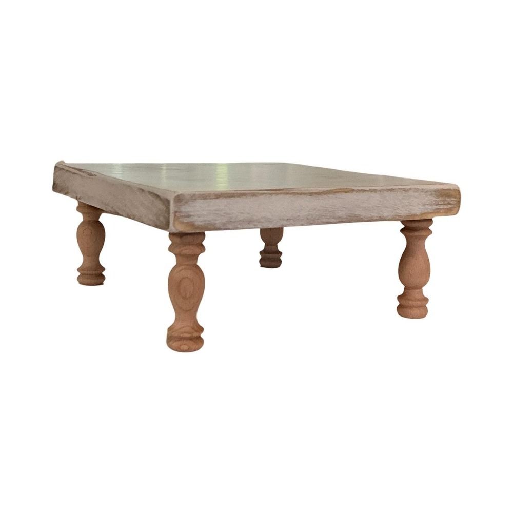 Rustic Distressed White Wood Pedestal Riser Stand Square Farmhouse Decor Tray - Picture 4 of 6